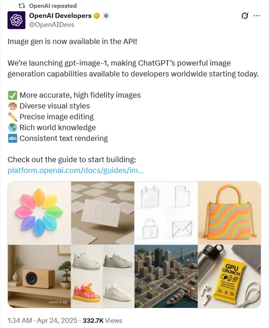 OpenAI发布GPT-image-1模型，更强吉卜力版本来啦
