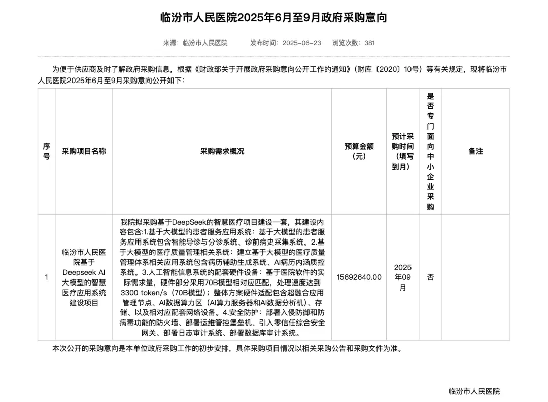 DeepSeek罕见千万级大单：打造AI医院